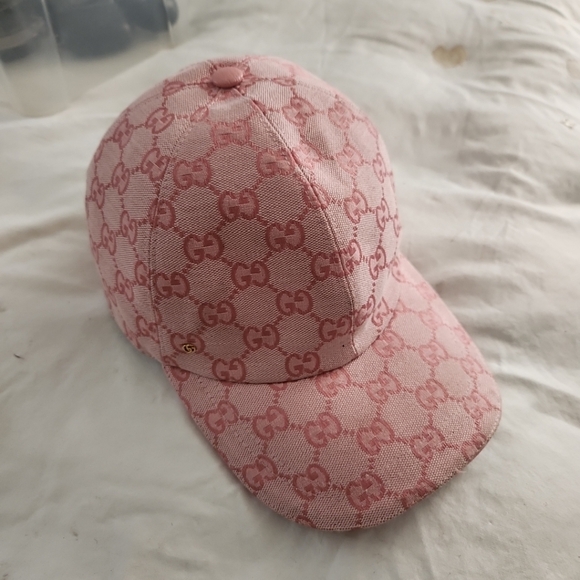 Gucci GG Supreme Monogram Canvas Cotton Baseball Cap, Pink Size Large - Picture 4 of 13